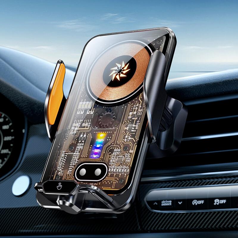 Fast Wireless Car Charger with Auto Clamping Phone Holder - Compatible with iPhone 16/15/14/13/12/11 Pro Max, Samsung Galaxy S24/S23/S22/S21, and More - Efficient Smartphone Charging for Your Car