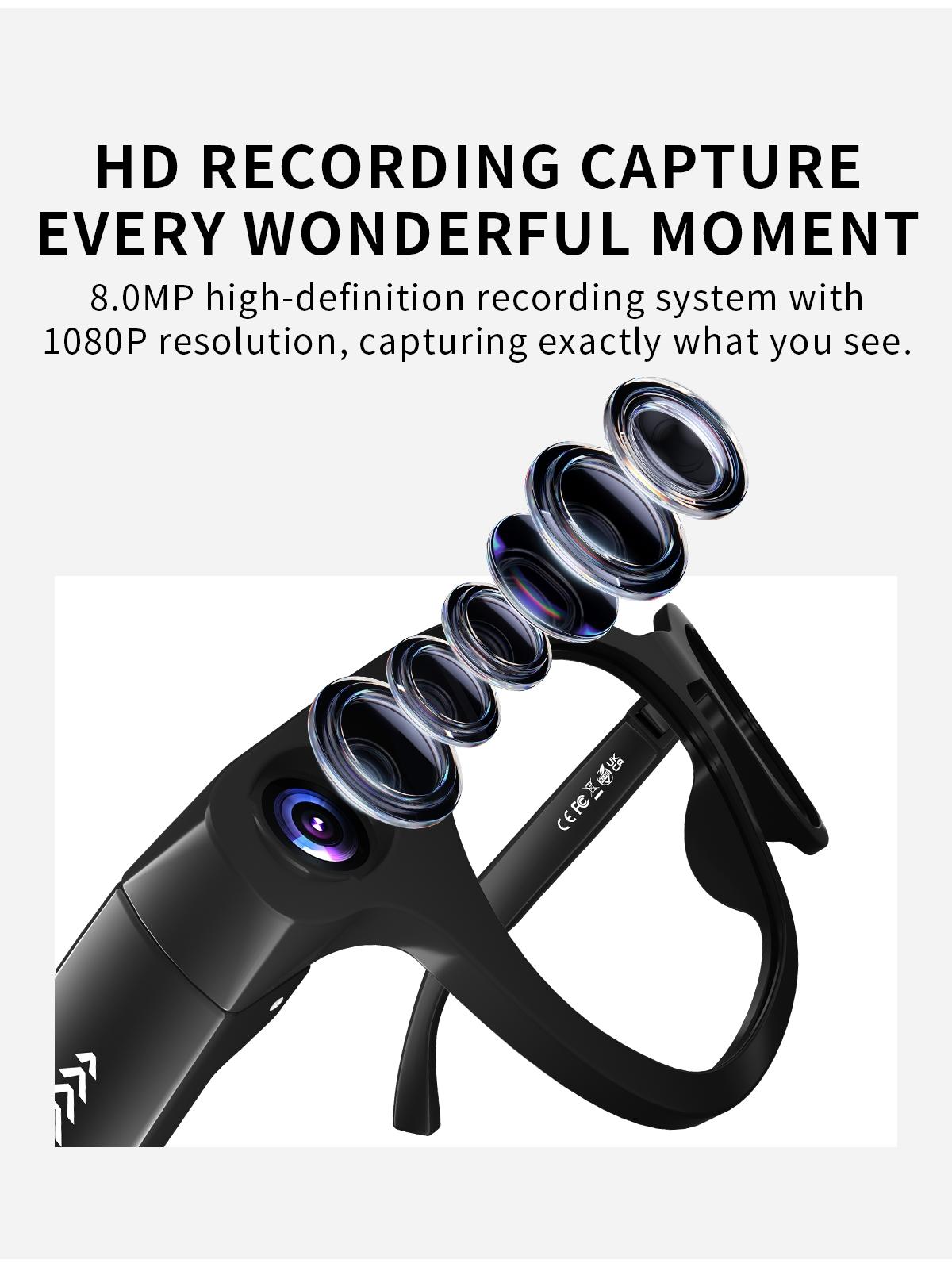 AI Smart Camera Glasses | 8MP POV Video | Real-Time Translation | Open-Ear Bluetooth Audio | 290mAh Long Battery
