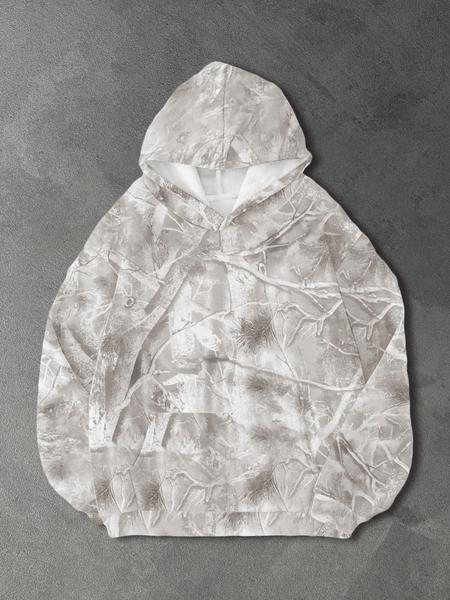 Vintage Branch Camo Hoodie, Autumn & Winter Street Style Graphic Print Clothing, Trendy Casual Wear for Men & Women