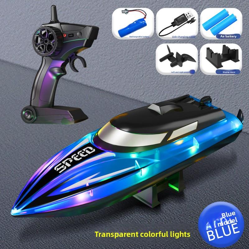 Fast RC Boat for Boys – Dual Motor High Speed Remote Control Toy with Glow Light & Waterproof Hull, 2.4GHz Racing Boat for Pool Lake, Best Birthday Gift for Kids Teenagers