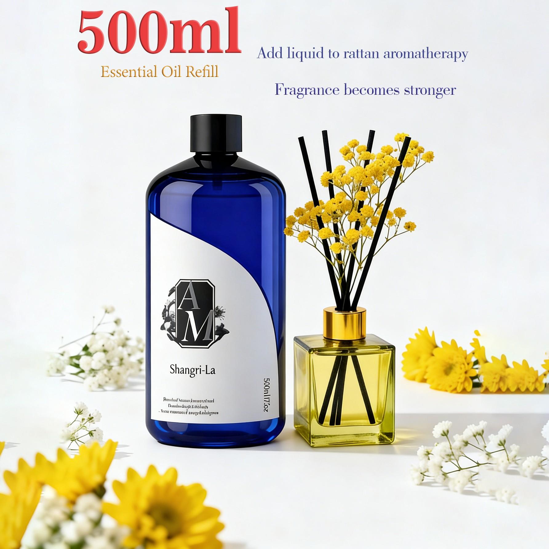 Shangri-La Scented 500ML Water-Based Aromatherapy Essential Oil, Reed Diffuser Refill Liquid, Home Indoor Air Freshener, Spa Therapy