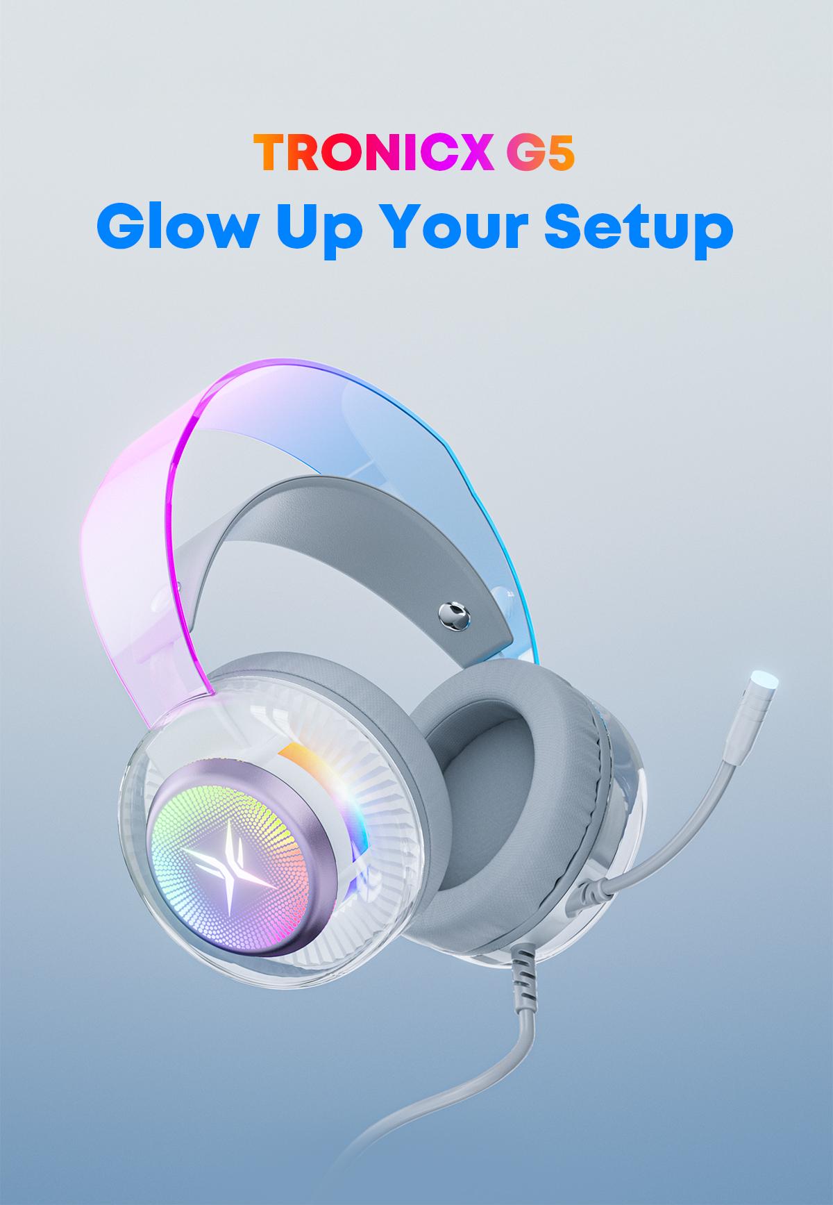 [New Upgrade] TAGRY TRONICX G5 Wired Gaming Headset with 50mm Driver, ENC Microphone, USB Headset with 7.1 Surround Sound, Control Box for PS5/Switch in Dock Mode (Not Compatible with Xbox or Controller)