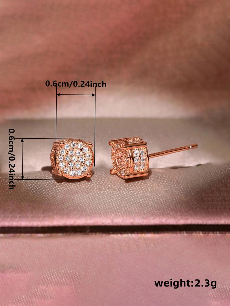Rhinestone Decorated Stud Earrings, Women's Anniversary Wedding Jewelry Gift, Elegant Light Luxury Accessory, High Quality Earrings