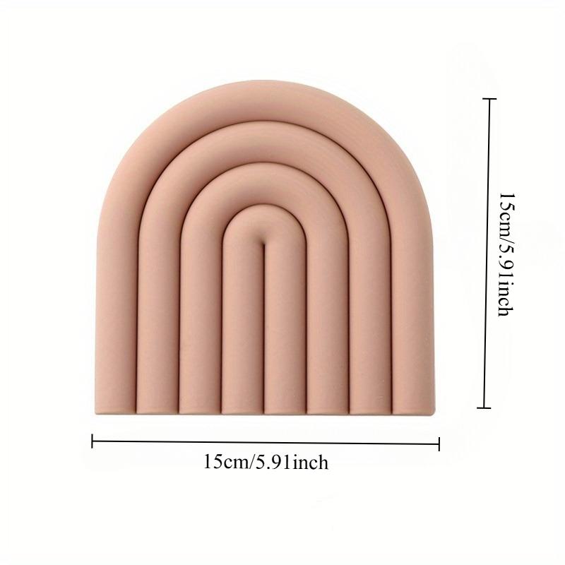 6pcs/set Irregular Coaster Nordic Rainbow Insulated Mat Kitchen Waterproof Drain Pad, Heat Resistant Silicone Trivets for Pots and Pans, Square Silicone Hot Pads, Countertop Protector, Tabletop Protection, Home Kitchen Dining Table Decor