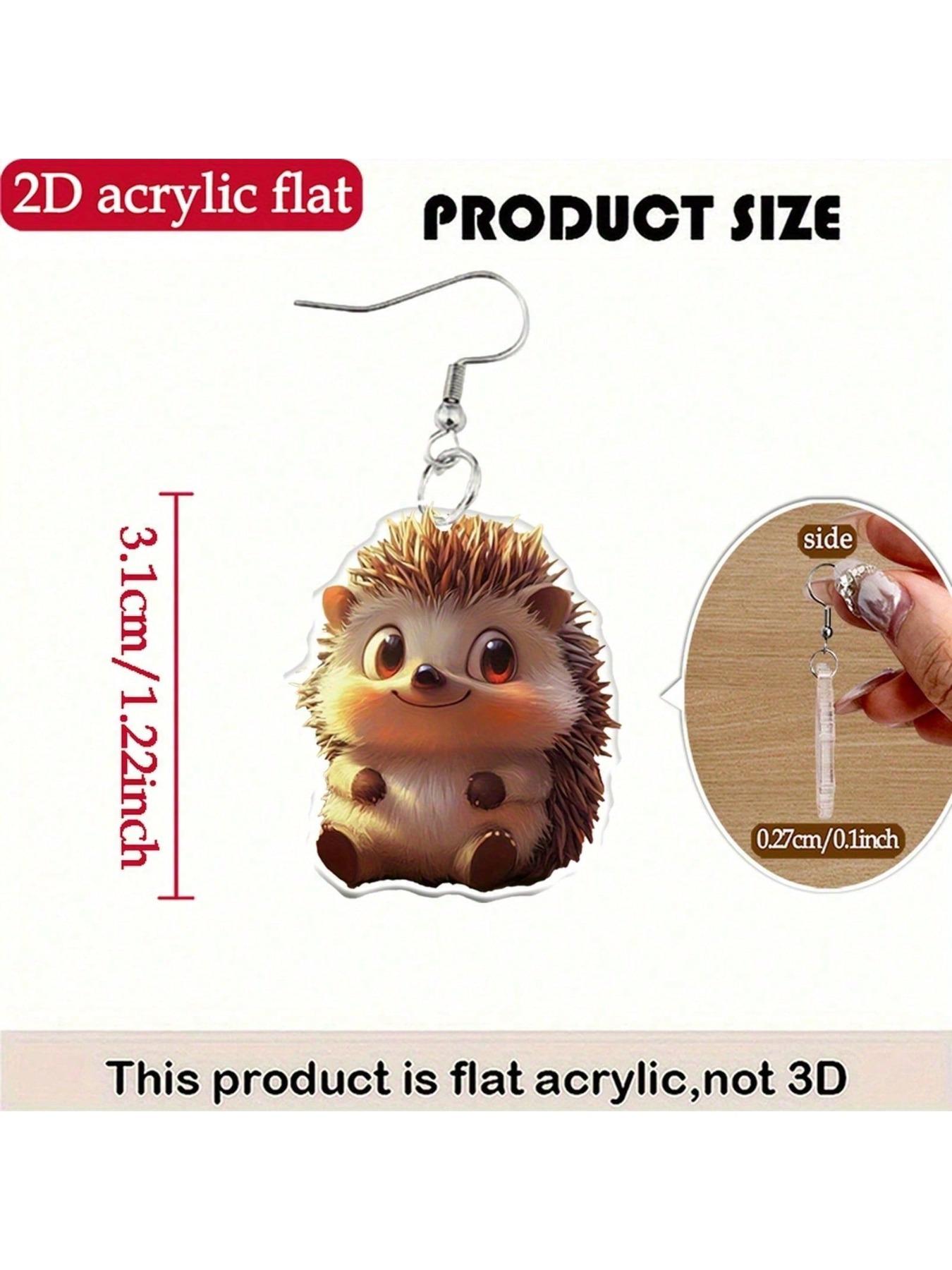 acrylic material, cute printed hedgehog design women's earrings - the perfect gift for art enthusiasts, suitable for Christmas and Thanksgiving celebrations