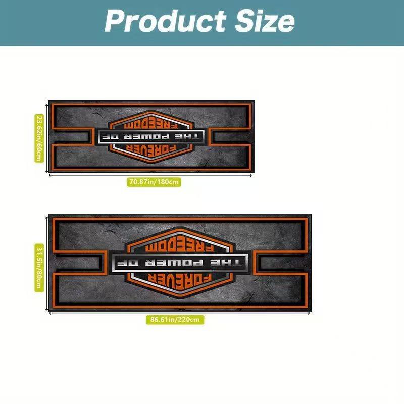 Tufted Motorcycle Garage Rug, Modern Print Design, Easy Clean Material, Ideal for Indoor/outdoor Use, Perfect for Motorbike Enthusiasts