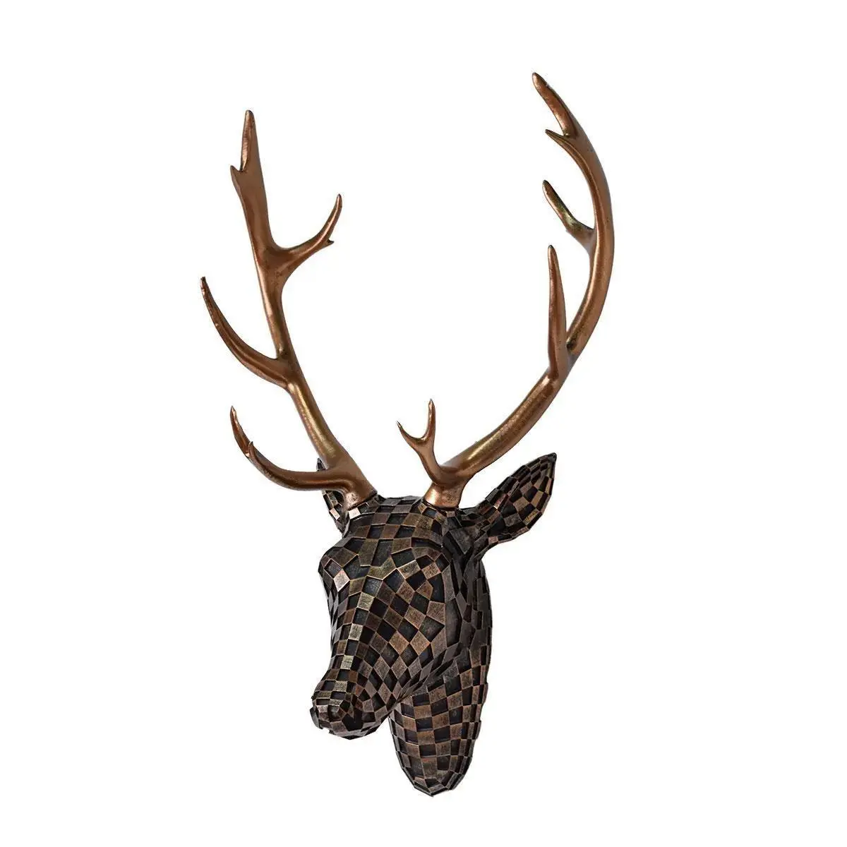 3D Mosaic Deer Head Decorative Wall Art, Resin Animal Sculpture, Hanging Decor for Living Room, Bedroom, Office, Wall Accent Gift