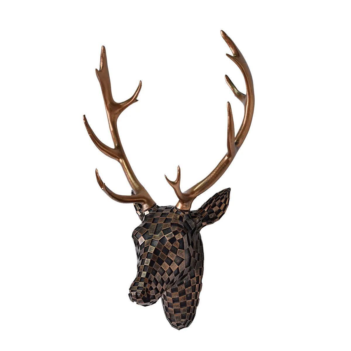 3D Mosaic Deer Head Decorative Wall Art, Resin Animal Sculpture, Hanging Decor for Living Room, Bedroom, Office, Wall Accent Gift