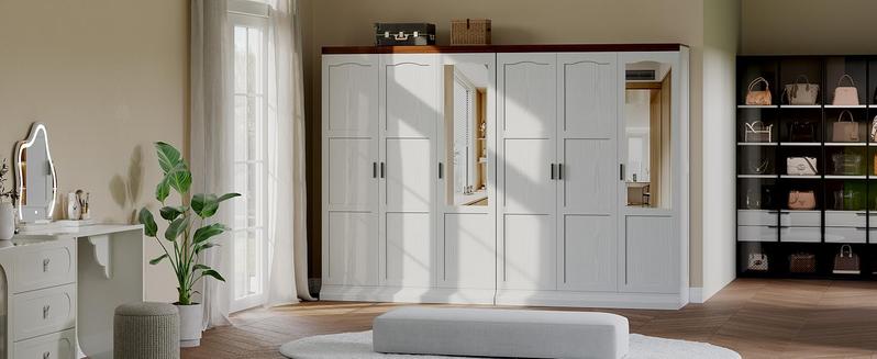 ANCTOR Armoire Wardrobe Closet with Mirror, 70.9" H × 36.2" W, Bedroom Armoires with 4 Doors, 3 Drawers and Shelves, Large Clothing Storage Cabinet for Hanging Clothes