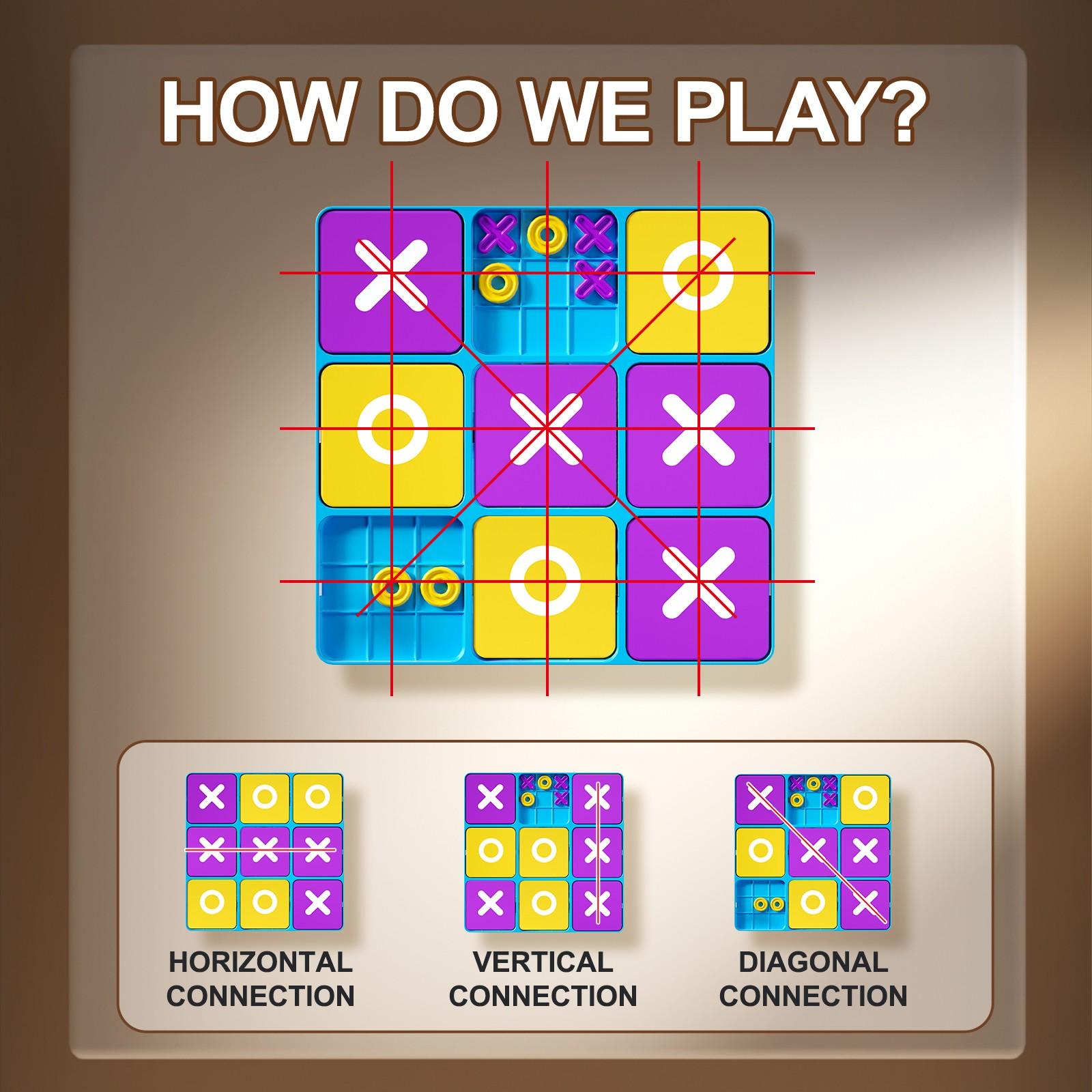 Upgrade Version Tic-Tac-Toe Game, Multi-Play Modes, Logic Training, Perfect for Festive Parties, Suitable for Ages 3+, Complete Set
