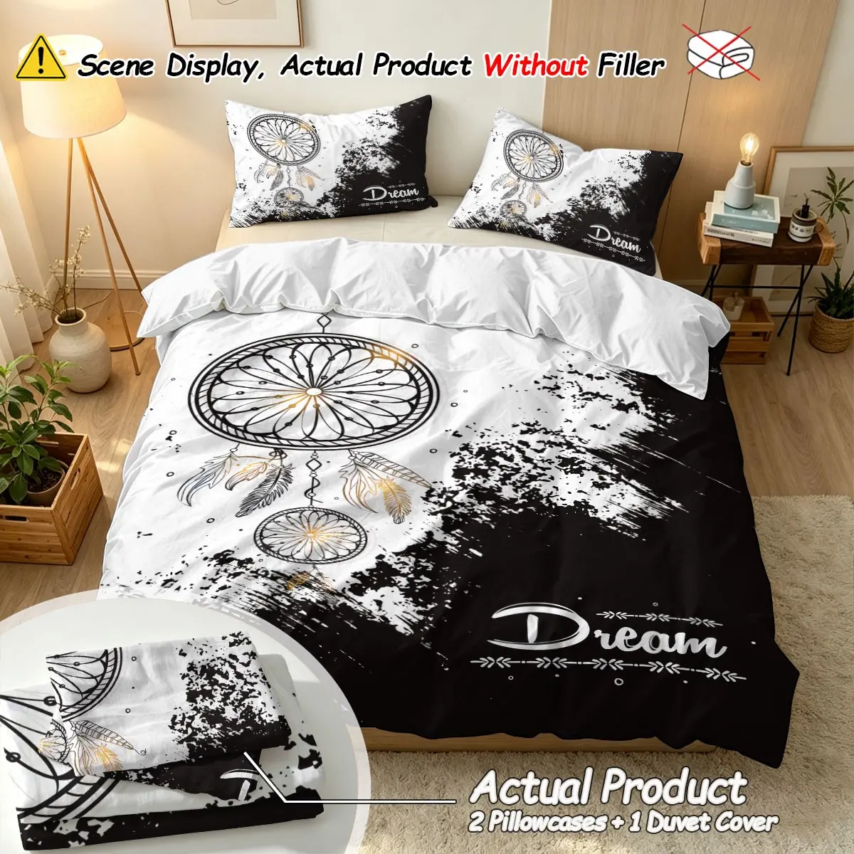 Dream Catcher Pattern Bedding Set, Including Decorative Duvet Cover & Pillowcase, Soft Comfortable Bedding Set for Bedroom & Guest Room, Duvet Cover Sets