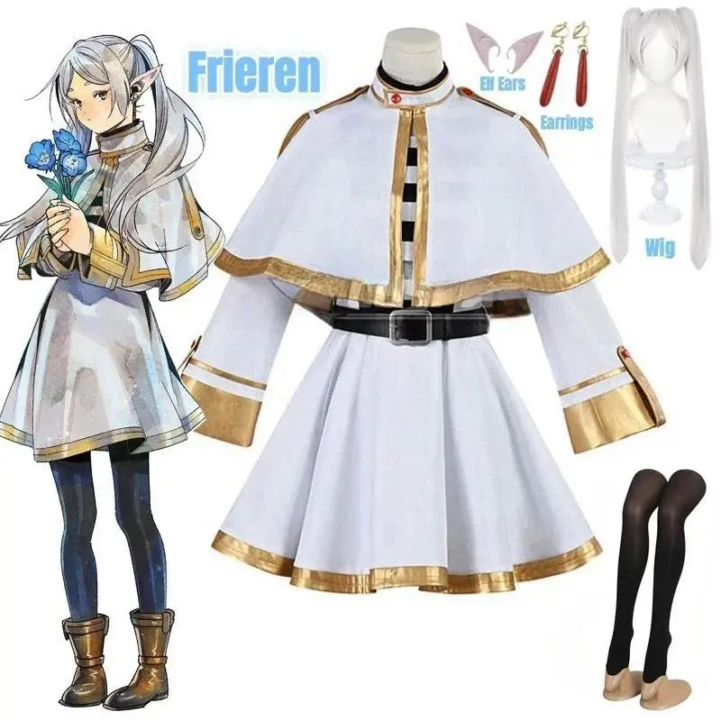 Sousou No Frieren Cosplay Costume perruque chaussures Anime magicien robe elfe oreille Halloween fête Charistmas pour femmes fi
