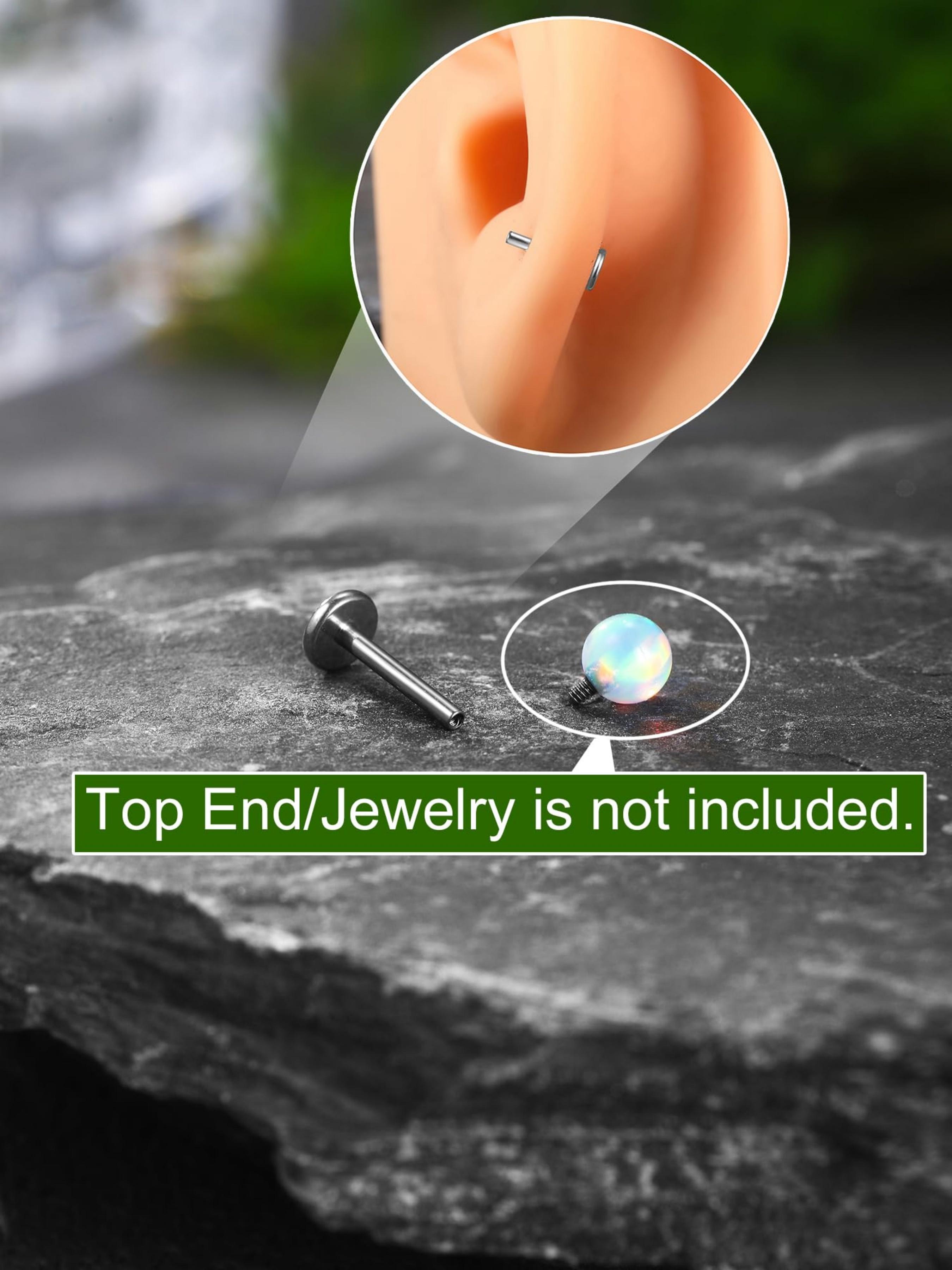 Titanium Threadless Internally Threaded Flat Back Stud Earrings 18G 16G Labret Post in 6mm 7mm 8mm 9mm 10mm for Cartilage Helix Conch Tragus Nose Lobe Medusa Piercing Jewelry