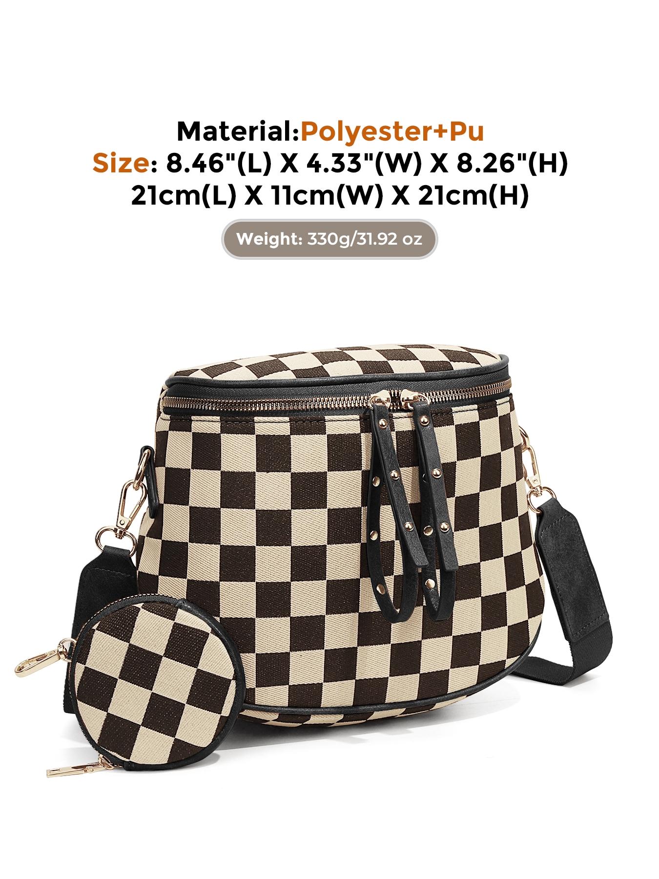 Lychee Texture Large Crossbody Bags for Women, PU Leather Bum Bag with Coin Purse, Stylish Checkered Sling Purse with Adjustable Strap, Lightweight Commuting Shoulder Bag Fanny Packs for Mother Travel Gifts Everyday Use