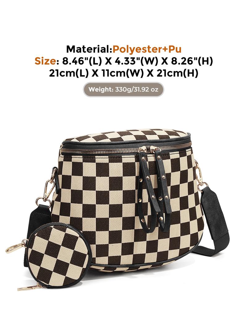 Lychee Texture Large Crossbody Bags for Women, PU Leather Bum Bag with Coin Purse, Stylish Checkered Sling Purse with Adjustable Strap, Lightweight Commuting Shoulder Bag Fanny Packs for Mother Travel Gifts Everyday Use Lychee Texture Large Crossbody Bags for Women, PU Leather Bum Bag with Coin Purse, Stylish Checkered Sling Purse with Adjustable Strap, Lightweight Commuting Shoulder Bag Fanny Packs for Mother Travel Gifts Everyday Use