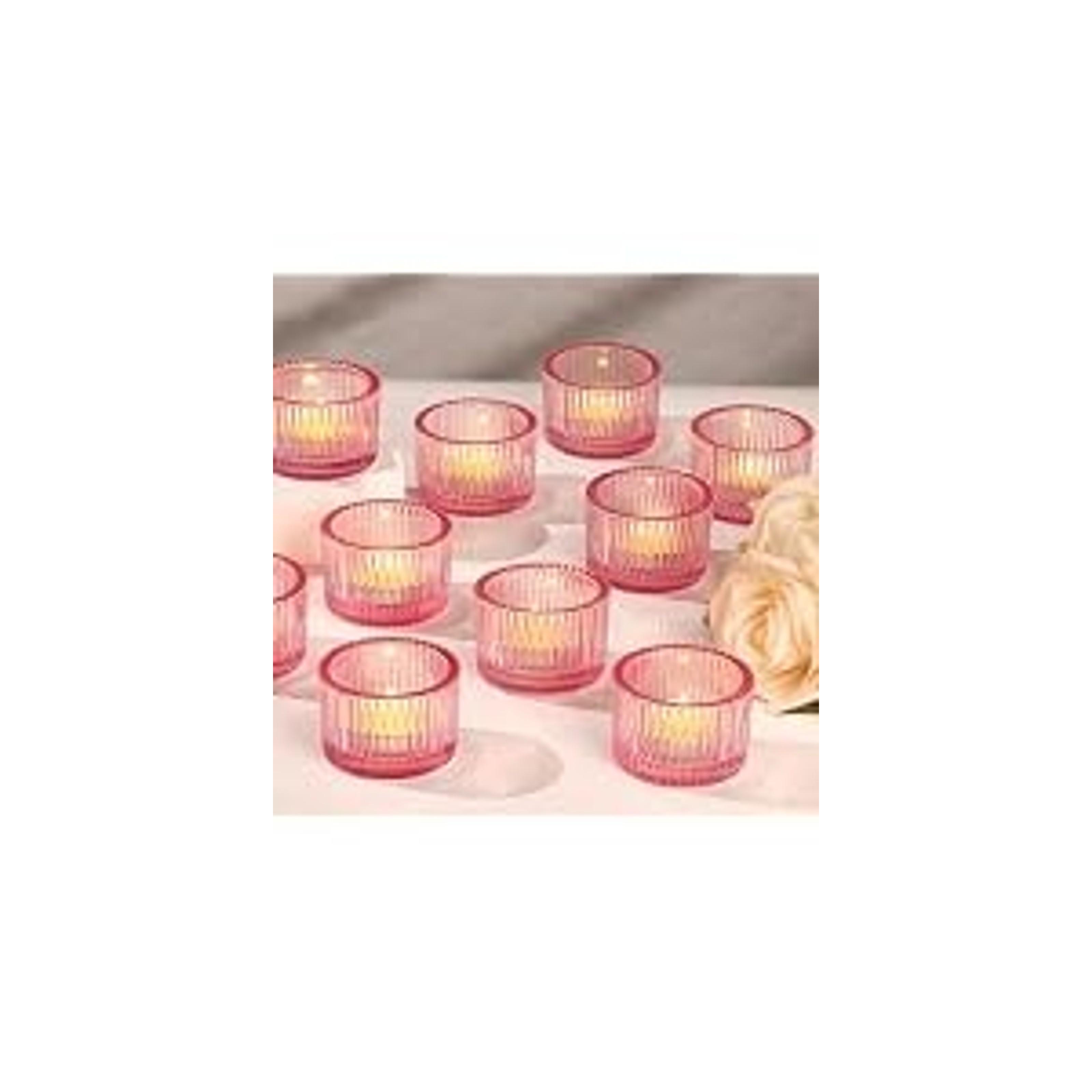 12 Pcs Gold Tealight Candle Holder 2'' x 1.4'', Small Votive Candle Holders for Table Centerpiece, Glass Tea Light Candle Holders for Party, Home and Wedding Decor