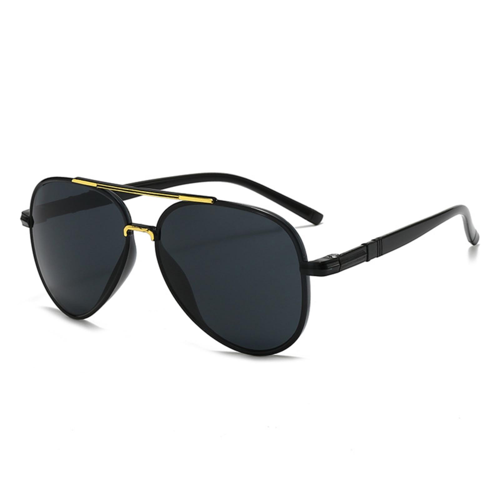 Retro Pilot Aviator Sunglasses, Metal Double Bridge Frame, UV400 Protection Lens, Gray Sheet Shades, Ideal for Men, Outdoor Driving & OOTD