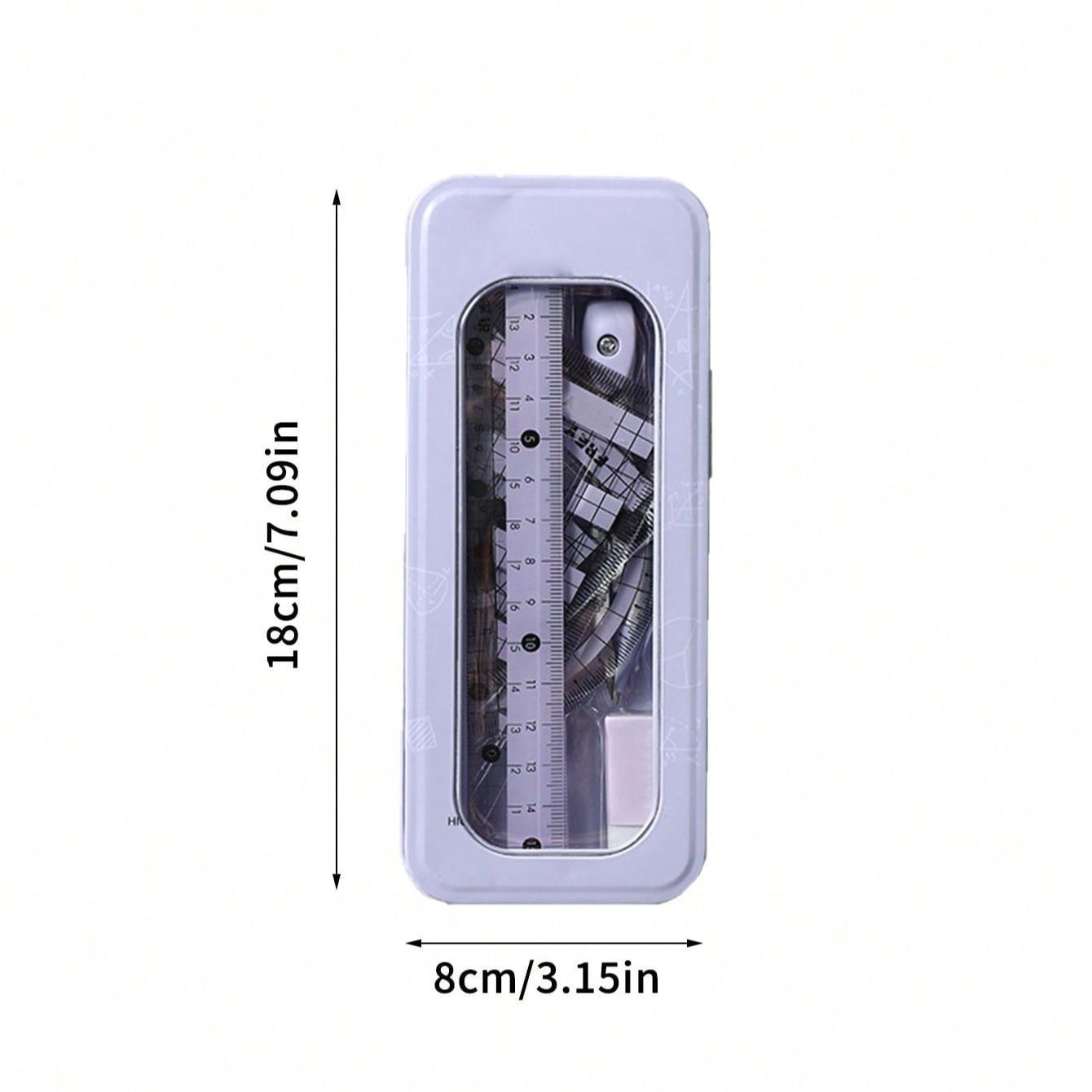 Ruler and Compass Set with Measuring Tool, Office, Teaching, Student Gift, Triangle Ruler Kit, Drawing Tools, Measurement Instruments