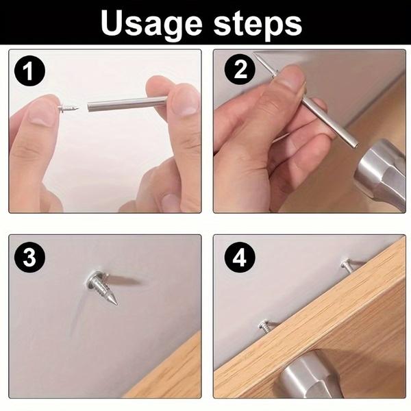 50 Invisible Dual-Head Nails + 1 Installation Socket, Traceless Hidden Nails for Baseboards, Edging, Furniture Fixing