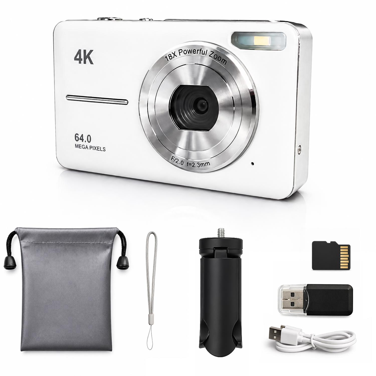 Fhd 1080P Digital Camera, SD Card Expansion Supported, 18x Digital Zoom, Portable Mini Camera for Teens Students, Gift Idea