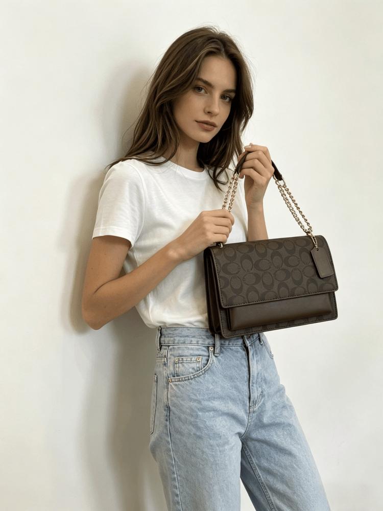 Elegant Women's Crossbody Shoulder Bag, Snake Skin Pattern PU Leather Handbag, Chain Design, All Season Use, American Retro Style