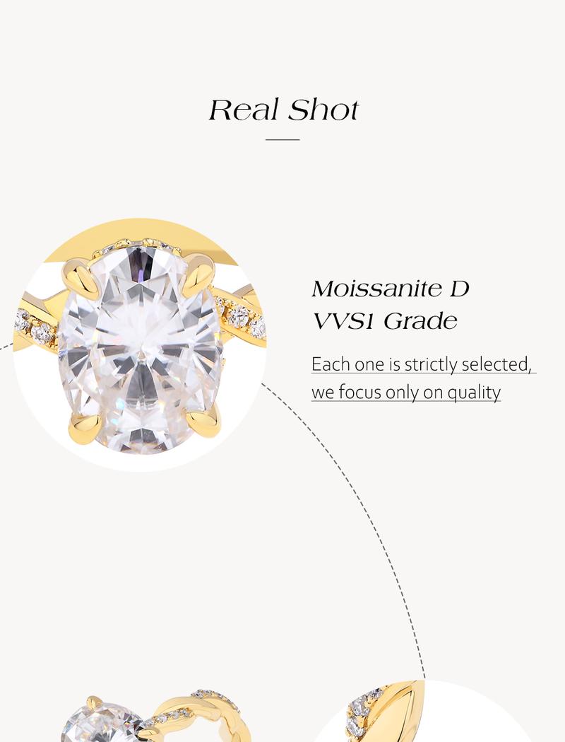 2CT Oval Shape Special Design D VVS1 Synthetic Moissanite Ring  for Women Birthday Gift Jewelry R206