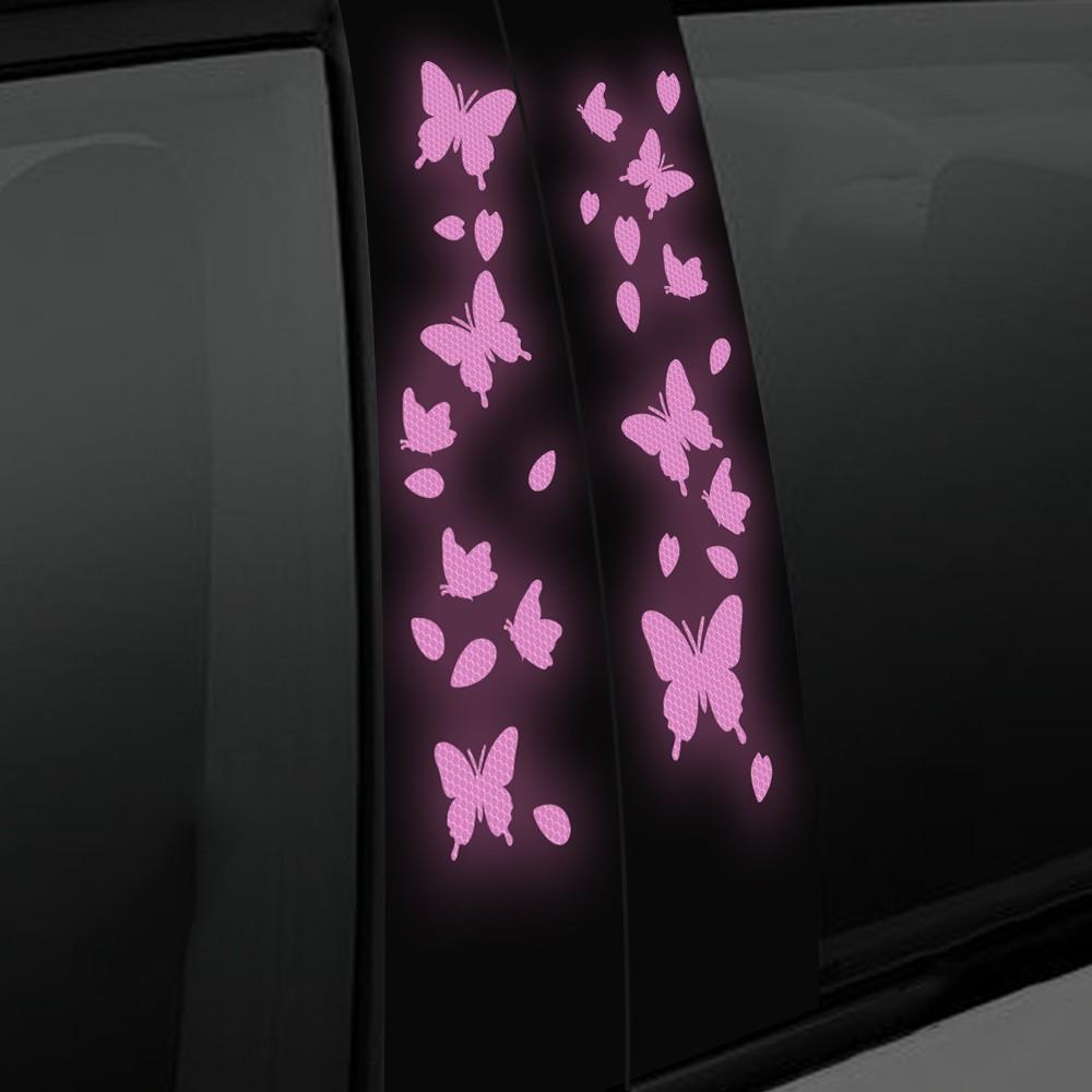Butterfly Reflective Decal Cherry Blossoms Sticker for Car B-Pillar Decals, Night Reflective B-Pillar DIY Sticker, Self-Adhesive Vinyl Decal