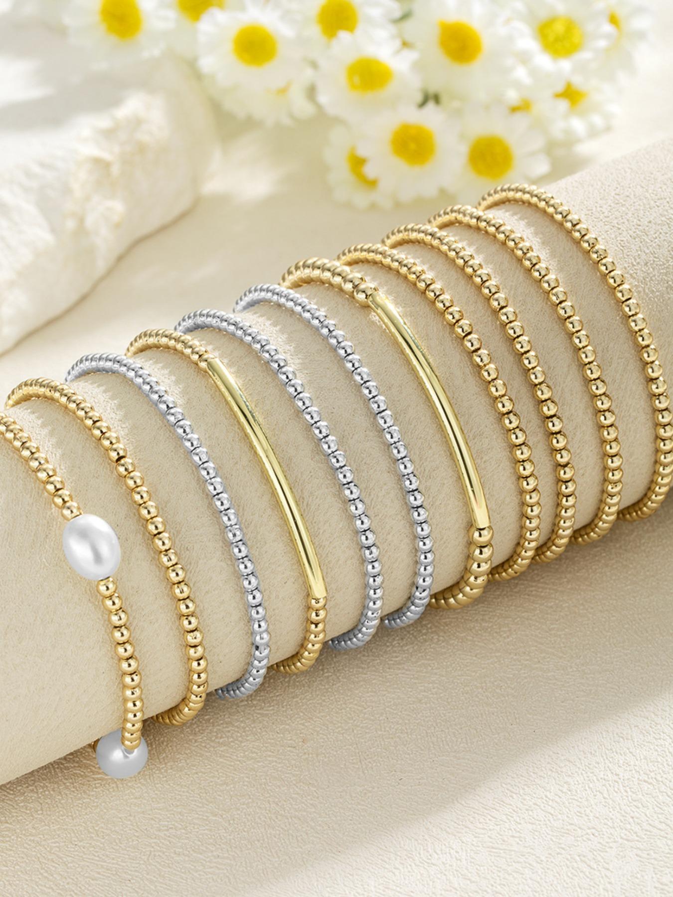 Bohemian Style Mixed Beaded Bracelet, Fashion Jewelry for Women and Girls, Birthday Gift, Stackable Bangle, Elastic String