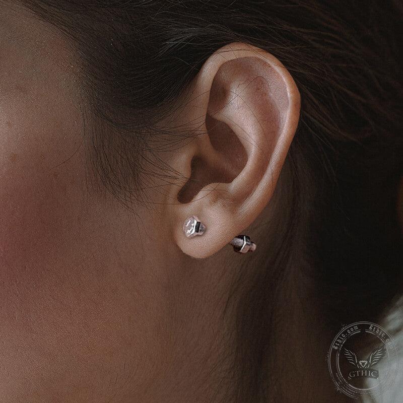 GTHIC Hex Bolt Stainless Steel Screw Stud Earrings For Men Women Rapper Biker Rider Daily Wear