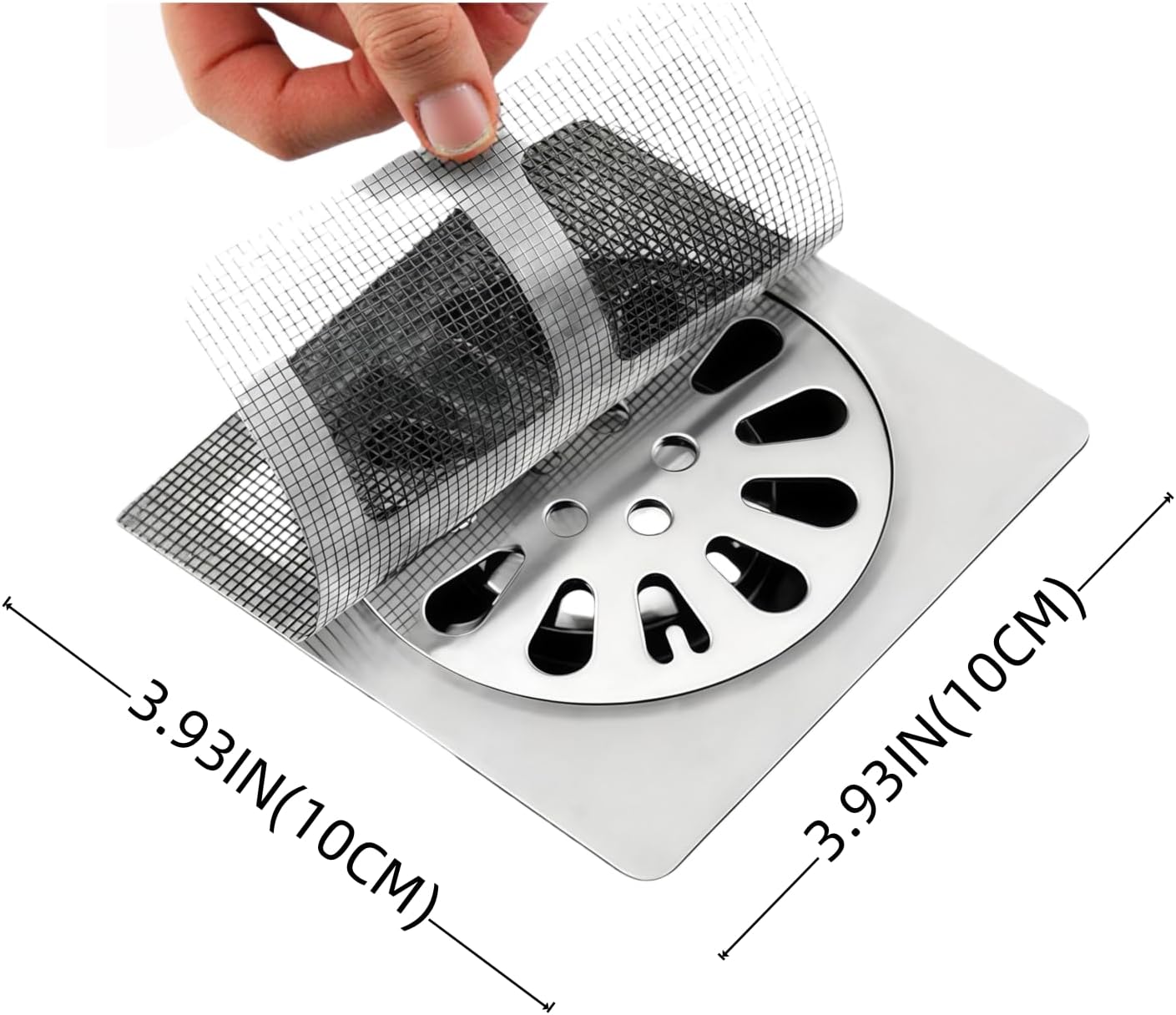 30 Counts Disposable Shower Drain Cover, Hair Catcher with Square Design, Mesh Stickers for Bathroom, Laundry, Bathtub, Sink, Adhesive Repair Tape Kit