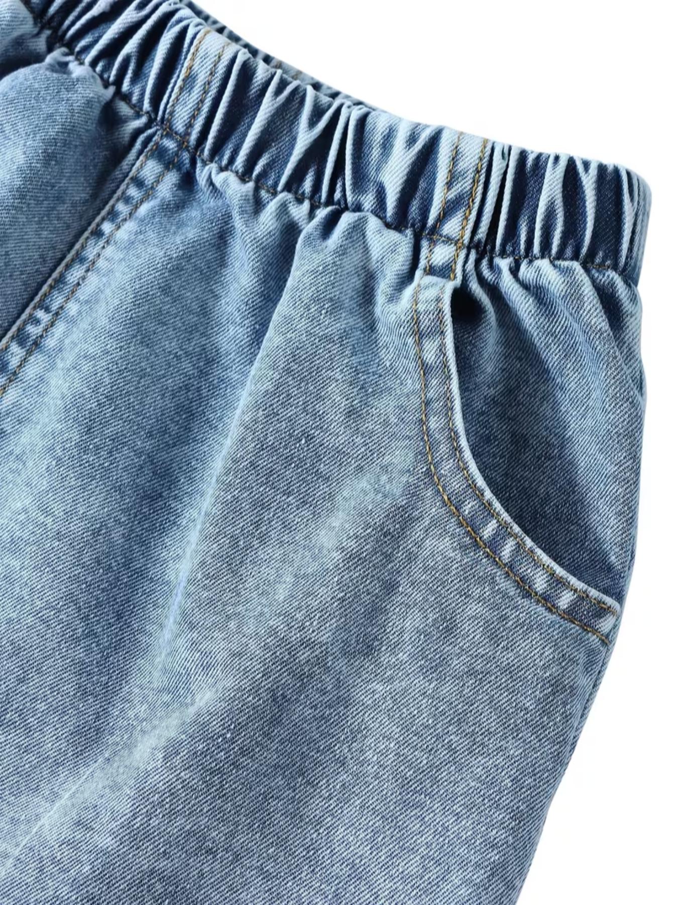 Back-To-School Sweet Cool Girl, K-Pop Girl Group Jeans Set, Y2K Retro Cartoon Print, Cute and Comfortable, Tiktok Trendy Ootd