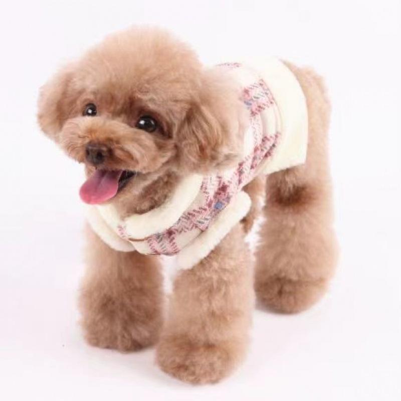 Dog Clothes Autumn Winter Warm Fleece Lined Thick with Leash Attachment Vest for Teddy Bichon Small Dogs
