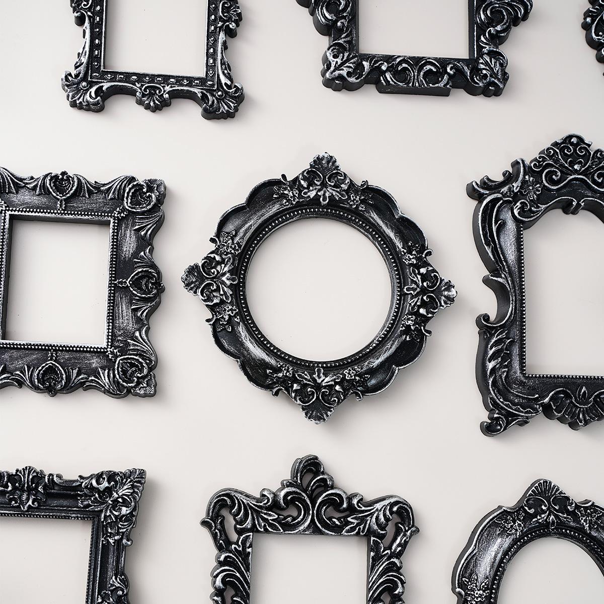 French Silver-Trimmed Mini Frame, Resin Desktop Decor, DIY Craft Accessory, Home Decoration, Wedding, Party, Holiday Decor