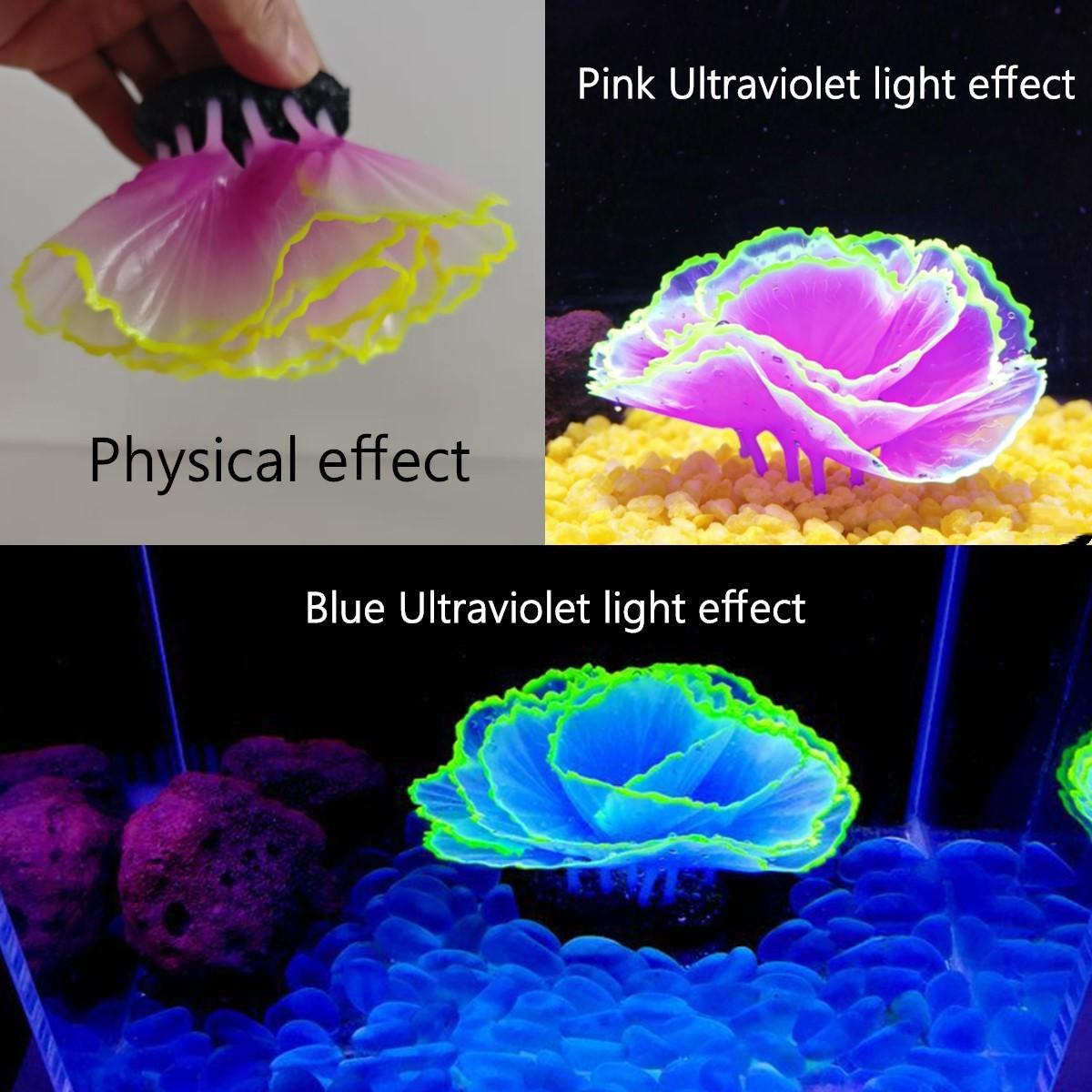 Aquarium Decorative Piece, Night Glow Fluorescent Jellyfish Coral Replica, Realistic Ocean Plant Decoration, Non-Electric Fish Tank Ornament