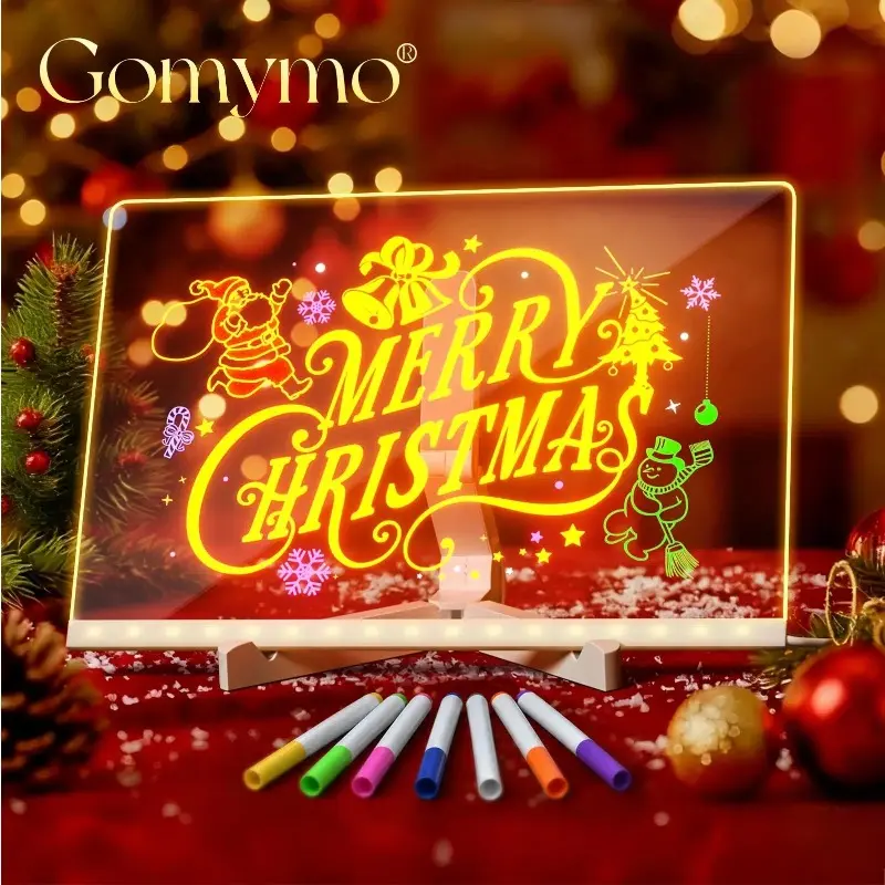 GOMYMO LED Drawing Board for Kids - LED Light Entertainment Toy with Light Effects, Colored Markers, Adjustable Stand, Drawing Templates, Reusable Erasable Doodle/Message Board, Cool Christmas/Viral Christmas Gifts for Boys, Cool Gifts For Kids,techvibes