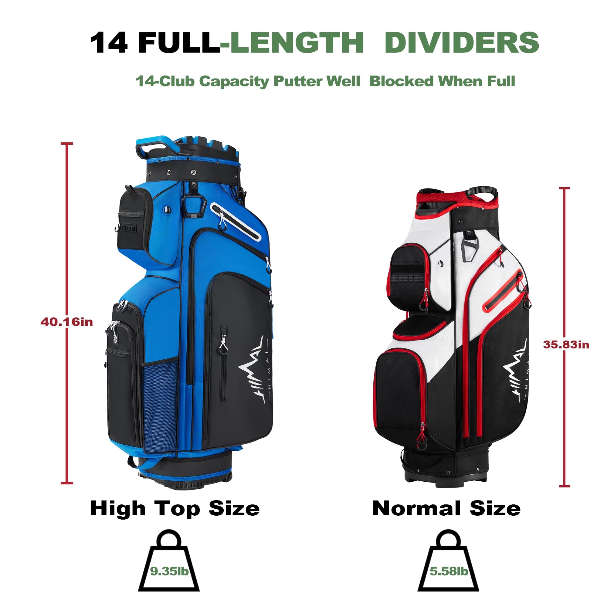 UNIHIMAL 14-Way Golf Cart Bag, Premium Full Length Golf Bag for Men with Magnetic Leather Pocket, Handles and Rain Cover UNIHIMAL 14-Way Golf Cart Bag, Premium Full Length Golf Bag for Men with Magnetic Leather Pocket, Handles and Rain Cover