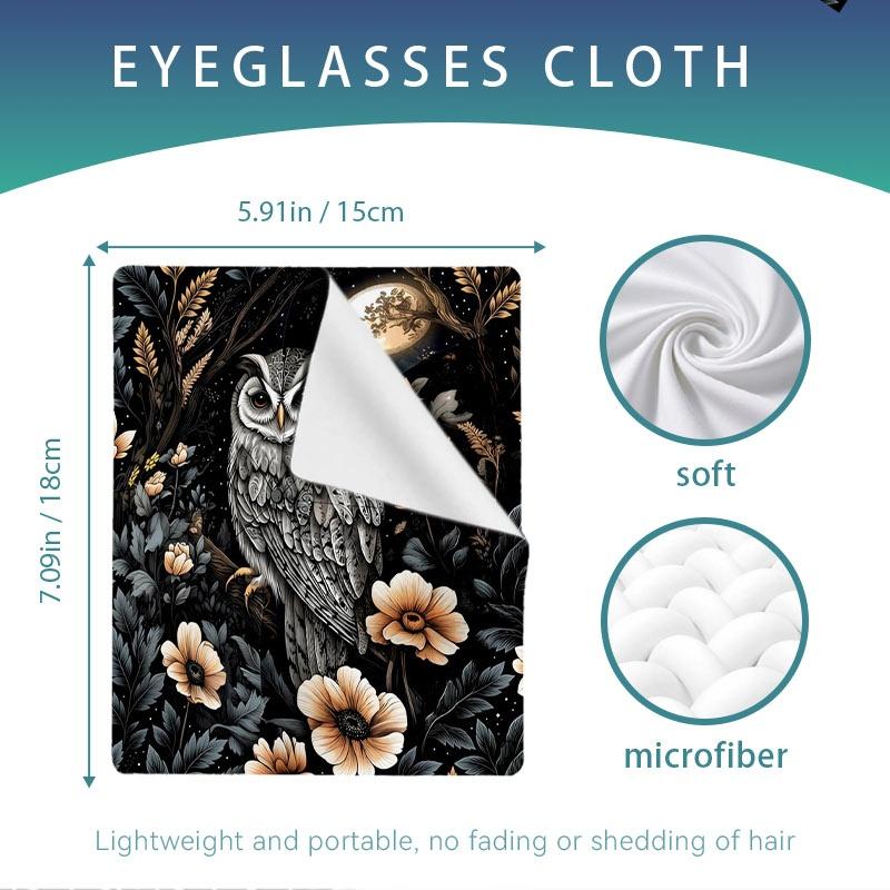 1/3/6/14pcs Mystical Owl Pattern Cleaning Cloth, Suitable For Camera & Eyeglass Lenses, Single - sided, Multiple Specifications Available, Ideal For Home & Photography Use, Nature - inspired Design, Efficient Cleaning