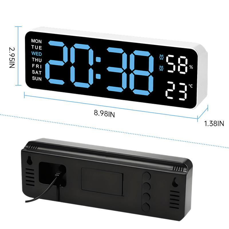 LED Digital Wall Clock Decorative, 10" Digital Alarm Clocks for Bedrooms, Digital Clock Large Display with Temperature/Countdown/Auto Dimmer/Snooze - 12/24H, Modern Wall Clock DigitalLight Set Light Set Blue/Orange(White, Bule ), christmas decor