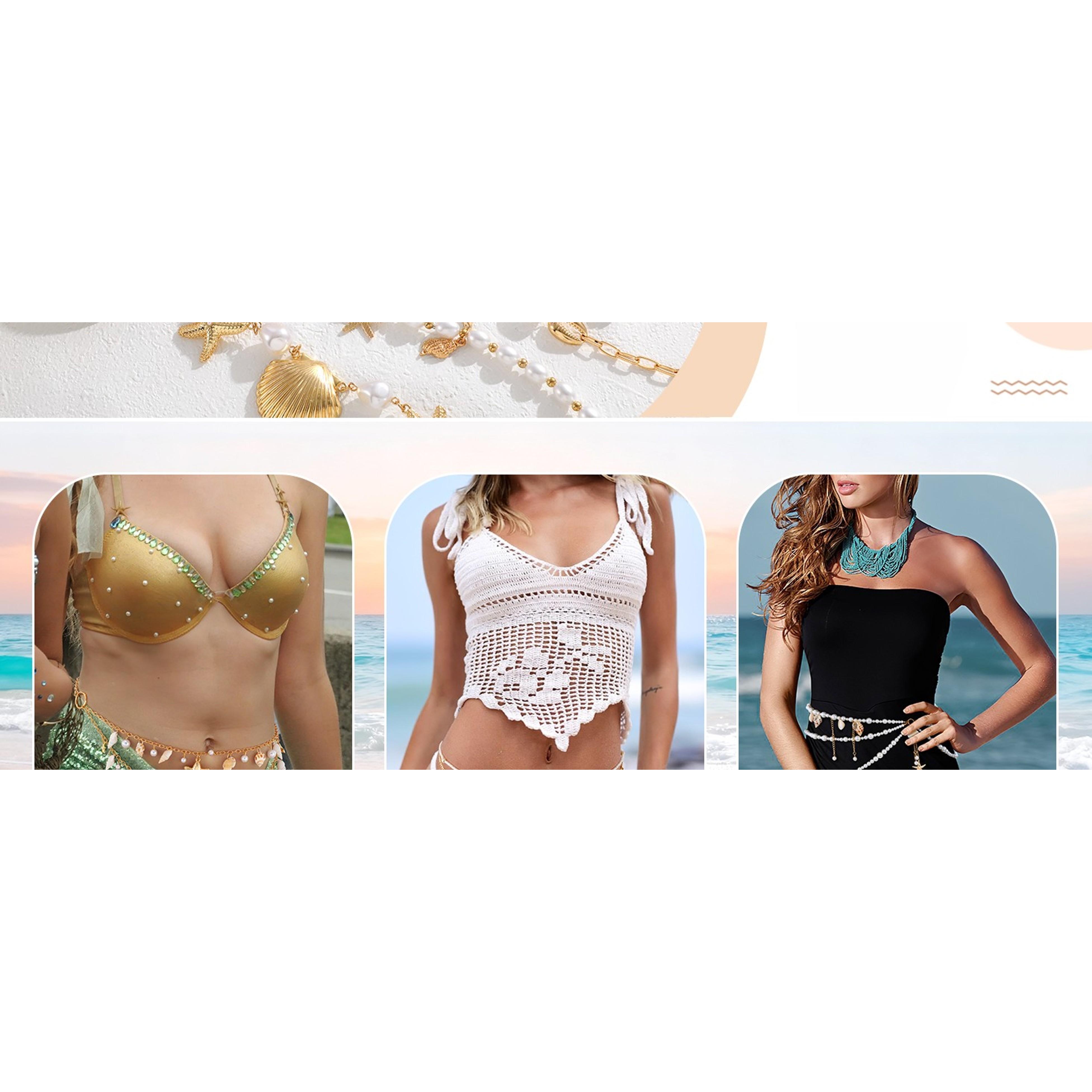 Starfish Pearl Waist Chain for Women - Mermaid Seashell Belly Chain, Gold Pirate Rave Festival Summer Bikini Beach Jewelry Accessories(Gift)
