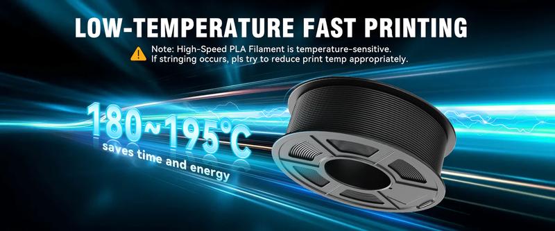 SUNLU High Speed PLA Filament 1.75mm, 30mm/s - 600mm/s Print Range,Designed for Fast Printing, Neatly Wound, Dimensional Accuracy +/- 0.02mm, 1KG Black