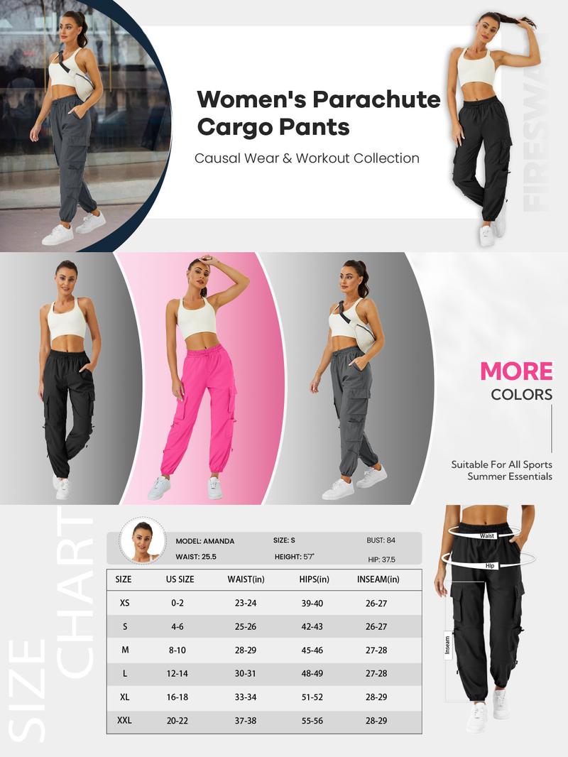 FireSwan Women's Plain Pocket Tie Front Cargo Pants, Fall Cargo Pants Women, Casual High Waist Trousers for Daily Wear, Ladies Bottoms for All Seasons, Summer Outfits Women