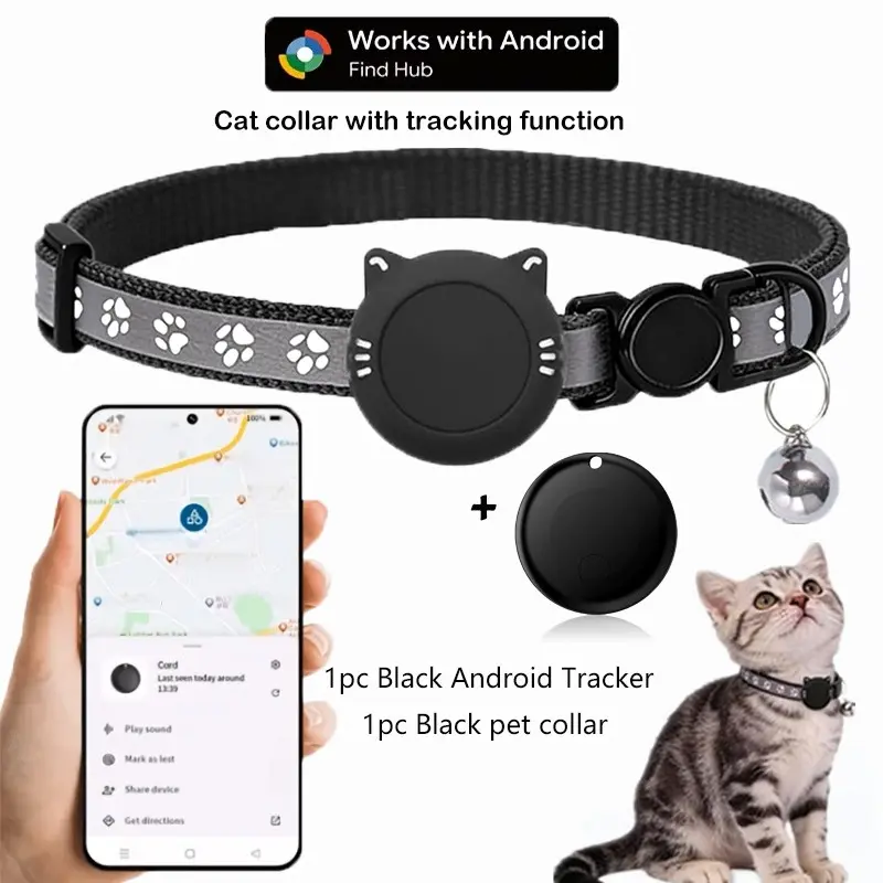 Pet Tracker for Android,Smart Cat GPS Collar Air Tracker tag, Anti loss tracking collar，Google Find My Compatible, Equipped with precise positioning, anti loss alarm, and real-time location sharing functions. Only compatible with Android system