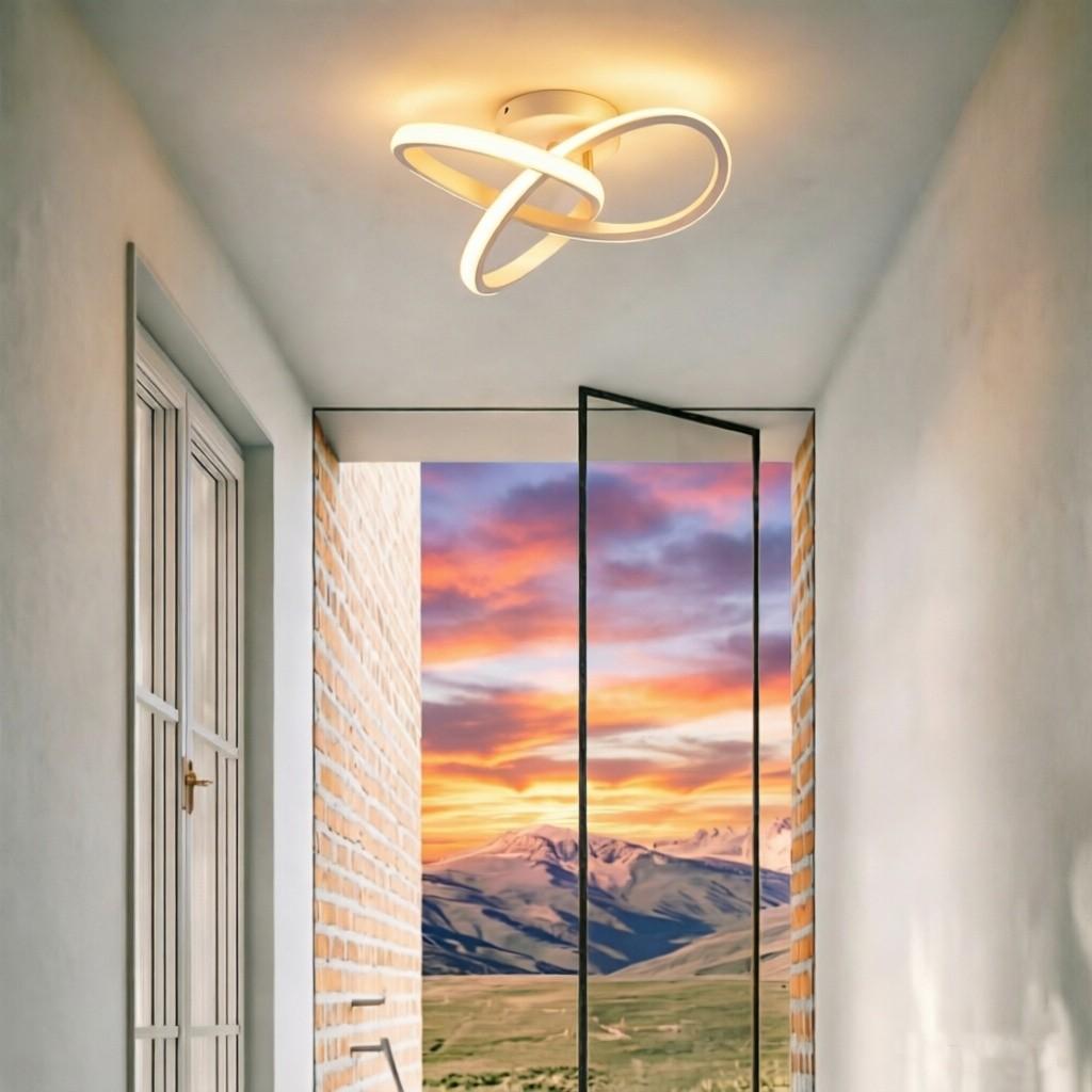 LED Ceiling Light, White-Black-Gold / Warm Light Ceiling Light - Hardwired Drilled Installation, Suitable for Bedroom, Hallway, Entryway, Study, Minimalist Indoor Home Lighting Ceiling Light