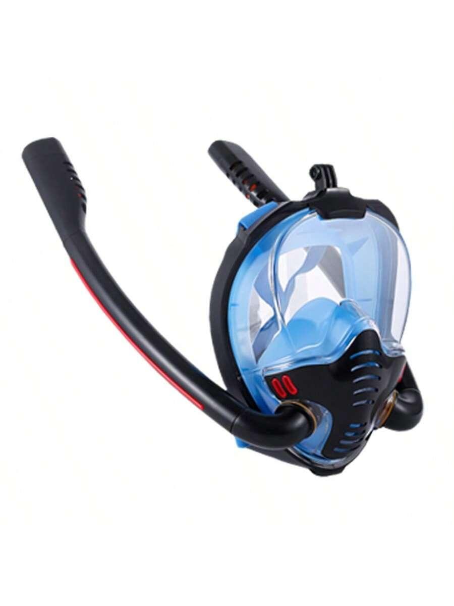 Professional Double Tube Full Snorkeling Mask, 180° Panoramic Anti-Fog Diving Mask, Dry Top System, Detachable Camera Bracket, Adult Snorkeling Equipment, Diving Gear