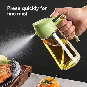 Portable Olive Oil Sprayer Bottle and Pourer, 15.89oz Plastic Kitchen Oil Dispenser, Ideal for Cooking, BBQ, Air Fryer, Baking, Salad