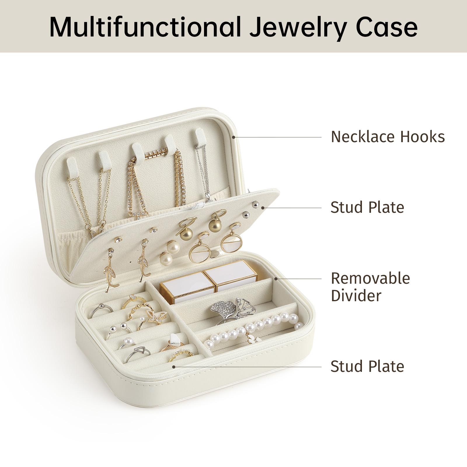 Travel Jewelry Organizer, 1 Count Summer Portable Lightweight Small Jewelry Storage Case with Zipper, Durable Storage Organizer, Summer Gift, Summer for Gift, Accessories Box, Multifunctional Storage