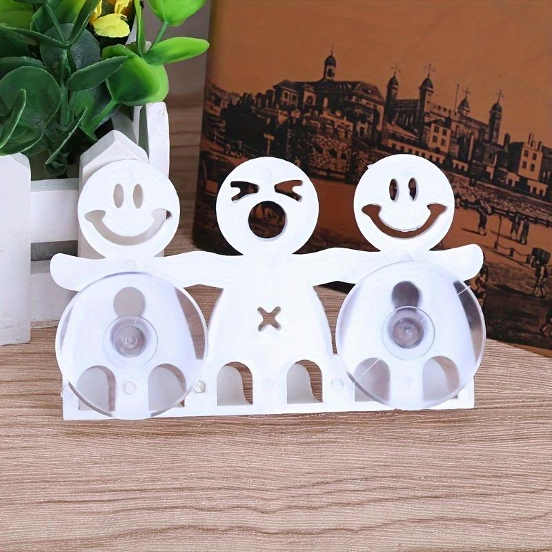 Smiley Face Wall-Mounted Toothbrush Holder with Suction Cups - 5 Position Toothbrush Storage Rack - Portable Bathroom Accessories