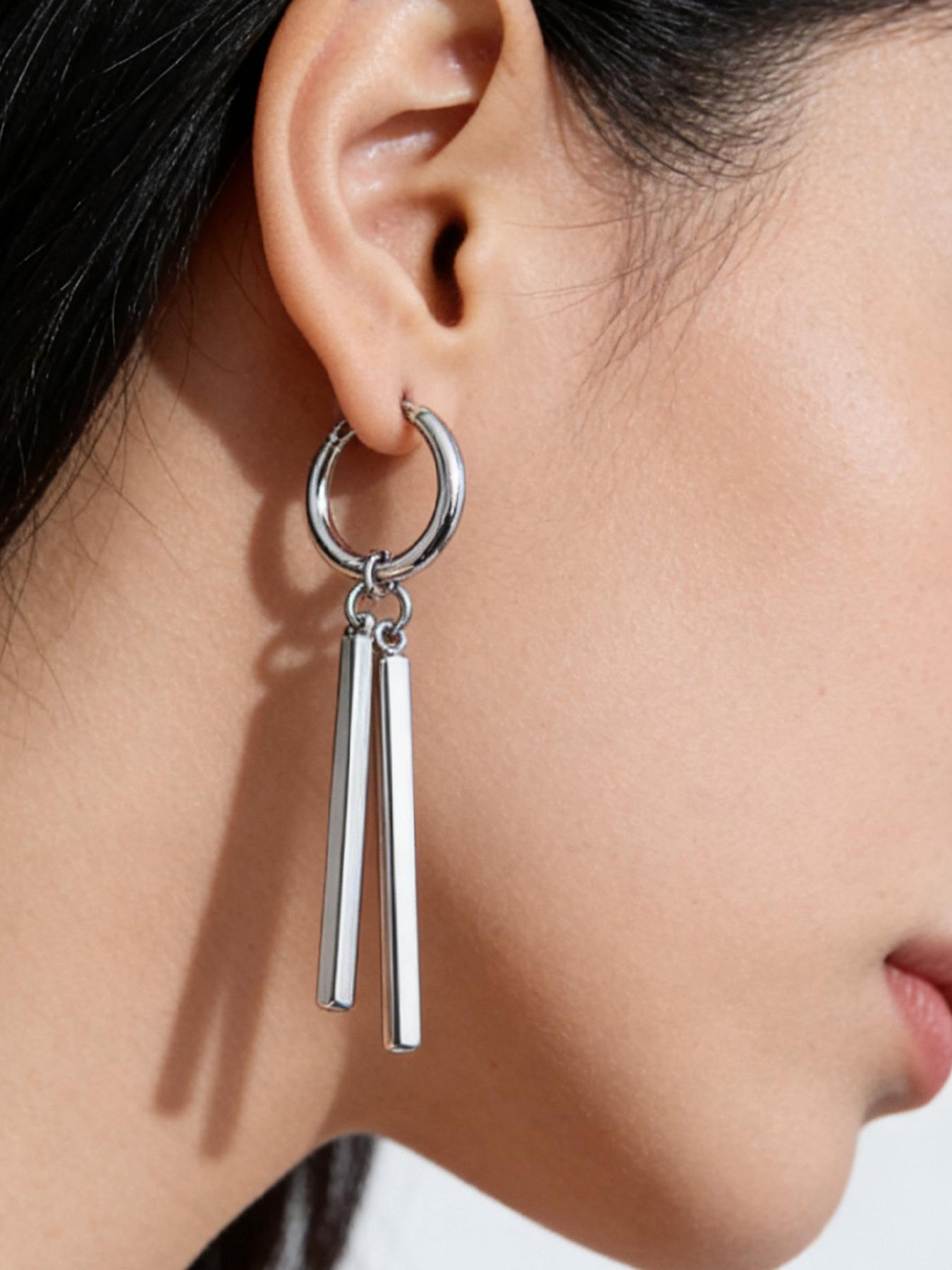 4 Pcs 304 Stainless Steel Hip Hop Style Earrings, Unisex Fashion Jewelry for Daily Wear, Music Festivals, Comic Con, Trendy Events