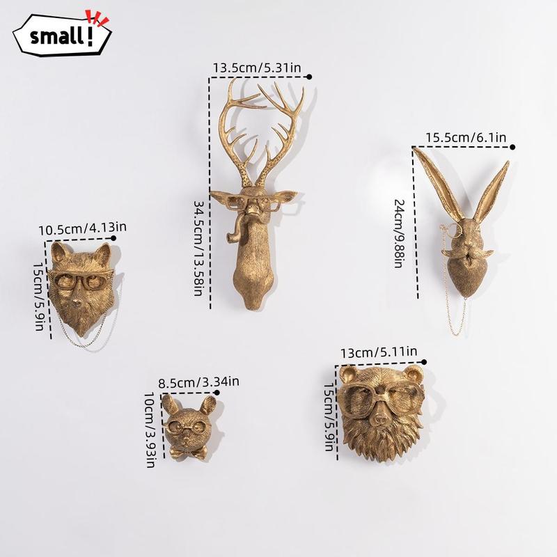 Animal Head Wall Decor, 1 Count Creative Animal Head Wall Mounted Decor, Resin Animal Head Wall Hanging Decor for Home Living Room Bedroom, Wall Hanging Ornament