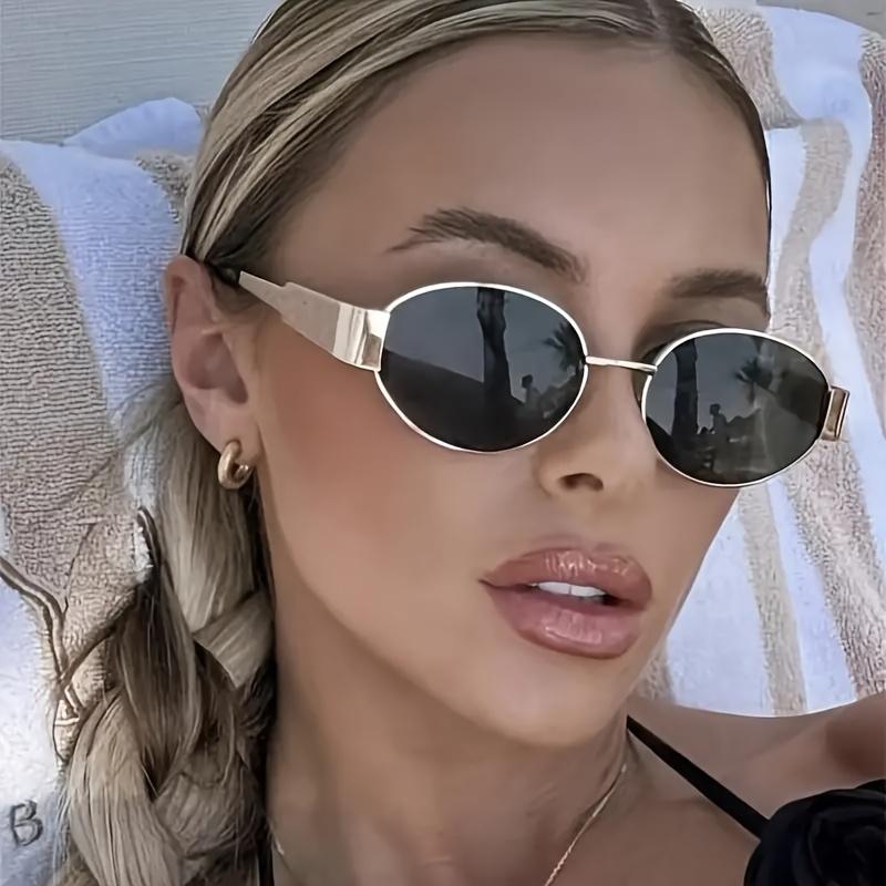 Fashion Oval Sunglasses for Women, Vintage Trendy Outdoor Metal Sunglasses, High-Quality Classic Men's Luxury Brand Glasses, Uv400 Protection